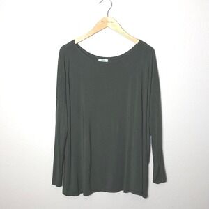 PIKO Green Earth Fashion Women Medium Army Green Stretch Bamboo Long Sleeve Top